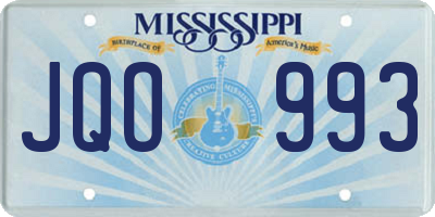 MS license plate JQO993