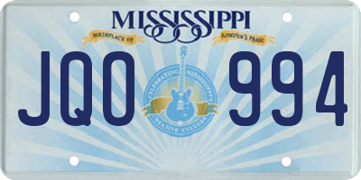 MS license plate JQO994