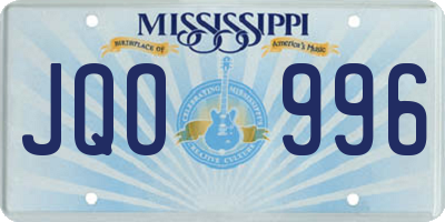 MS license plate JQO996