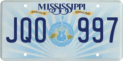 MS license plate JQO997