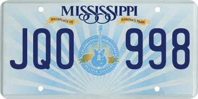 MS license plate JQO998