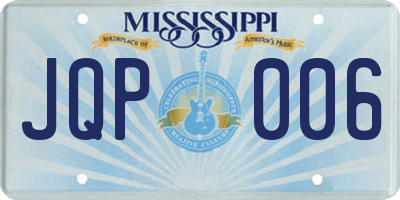 MS license plate JQP006