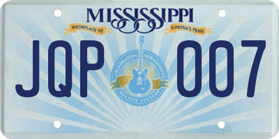 MS license plate JQP007