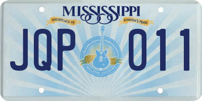 MS license plate JQP011