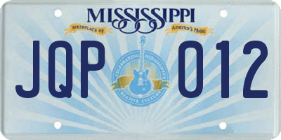MS license plate JQP012