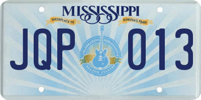 MS license plate JQP013