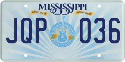 MS license plate JQP036
