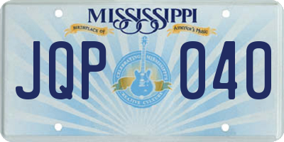 MS license plate JQP040