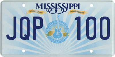 MS license plate JQP100