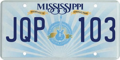 MS license plate JQP103