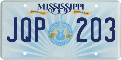 MS license plate JQP203