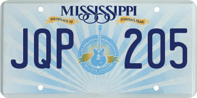 MS license plate JQP205