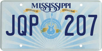 MS license plate JQP207