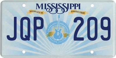 MS license plate JQP209