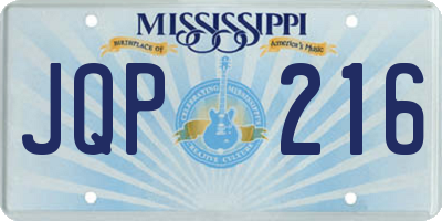 MS license plate JQP216
