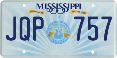 MS license plate JQP757