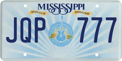 MS license plate JQP777