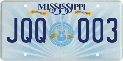 MS license plate JQQ003