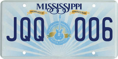 MS license plate JQQ006