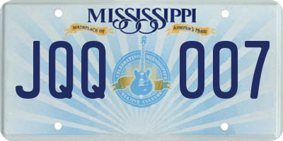 MS license plate JQQ007