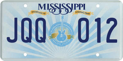 MS license plate JQQ012