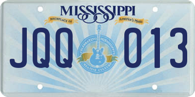 MS license plate JQQ013