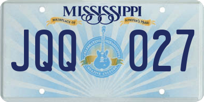 MS license plate JQQ027