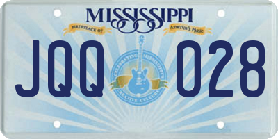 MS license plate JQQ028