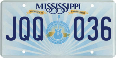 MS license plate JQQ036