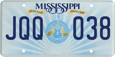 MS license plate JQQ038