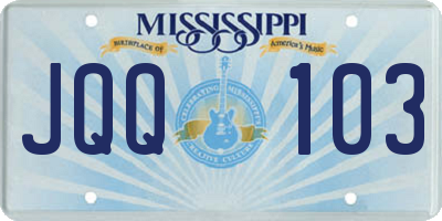 MS license plate JQQ103