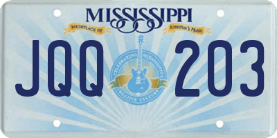 MS license plate JQQ203