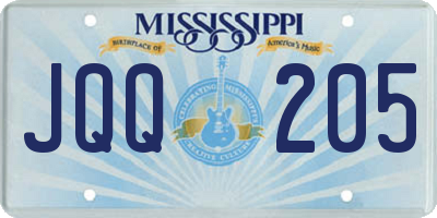 MS license plate JQQ205
