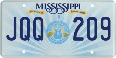 MS license plate JQQ209