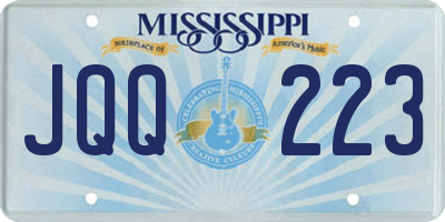 MS license plate JQQ223