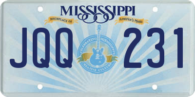 MS license plate JQQ231
