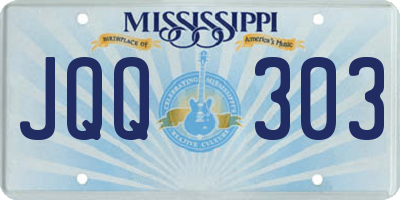 MS license plate JQQ303