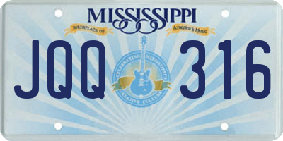 MS license plate JQQ316