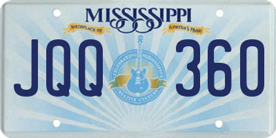 MS license plate JQQ360