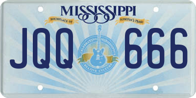 MS license plate JQQ666