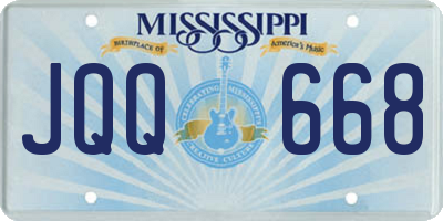 MS license plate JQQ668
