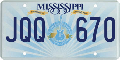 MS license plate JQQ670