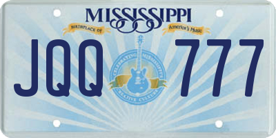 MS license plate JQQ777