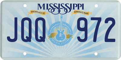 MS license plate JQQ972