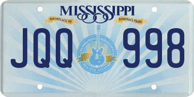 MS license plate JQQ998