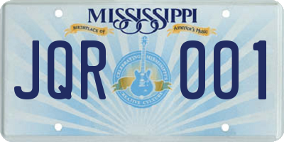 MS license plate JQR001