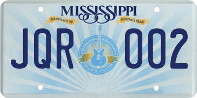 MS license plate JQR002