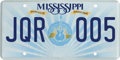 MS license plate JQR005