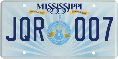 MS license plate JQR007