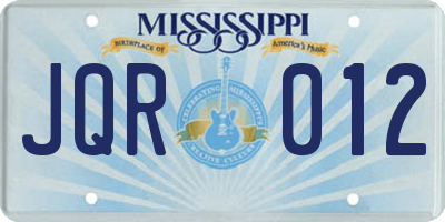 MS license plate JQR012